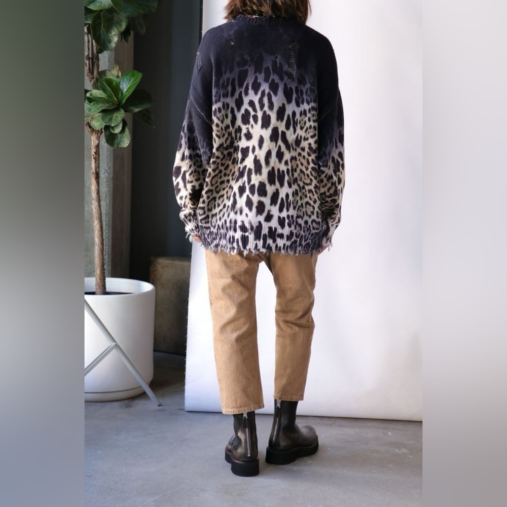 R13 100% Cotton Oversized Sweater in Faded Leopard Print Size Small VGUC - Picture 3 of 11